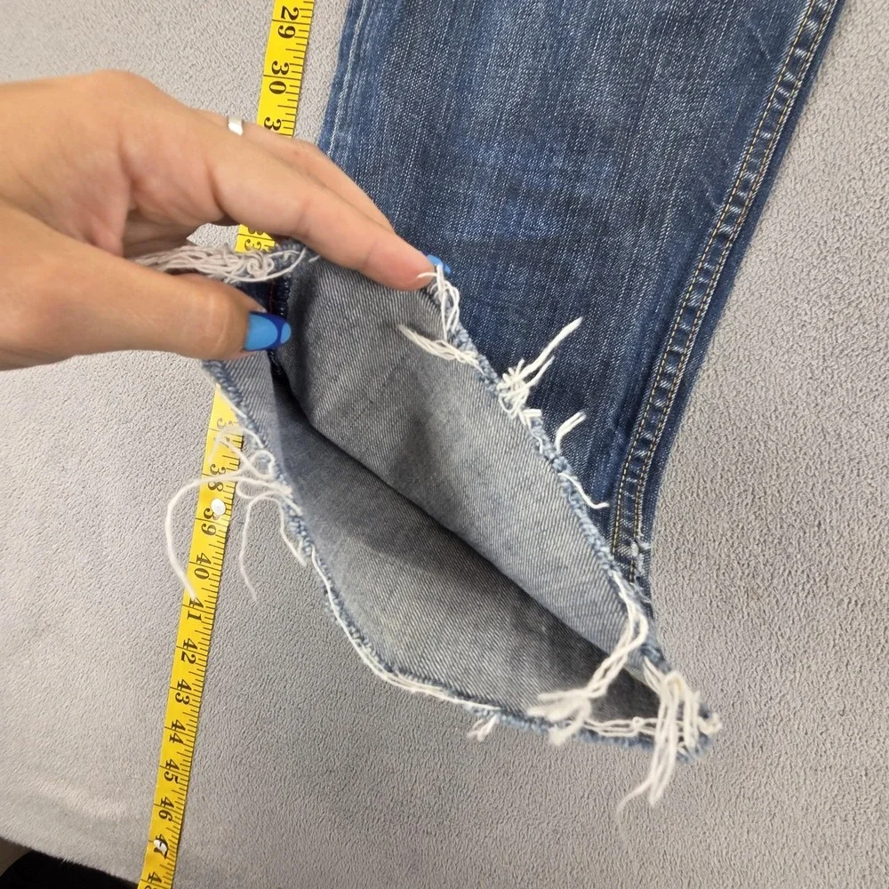 Vintage Levis 504 Jeans Mens Blue Straight Engineered Raw Hem Zip fly Fits 32x30